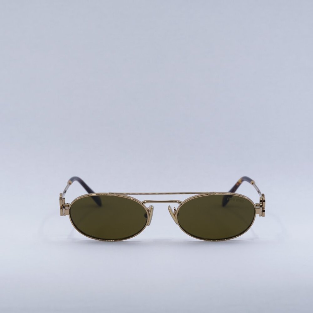 🕶️ New Miu Miu MU54ZS 7OE09Z Sunglasses - Brass Gold Frame, Dark Brown Lenses - Picture 3 of 12